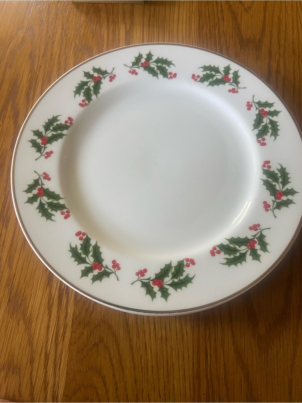 2 Holiday Holly Berries Fine China Dinner Plates- Made in Japan